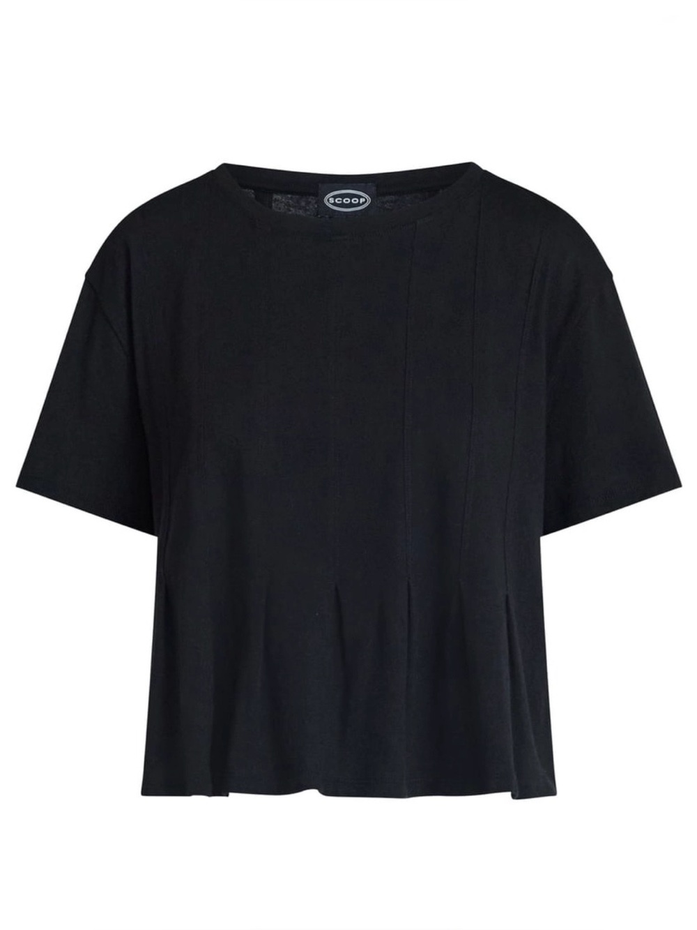 Scoop Pleated Cropped Cotton T-Shirt Size S